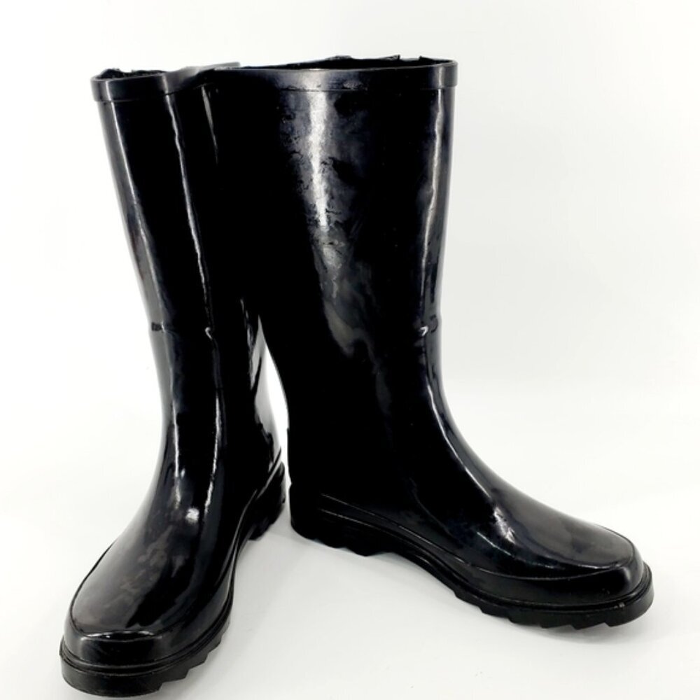 Magellan Outdoor Women's 7 Black Pull-on Side Buckle Rubber Rain/Water Boots